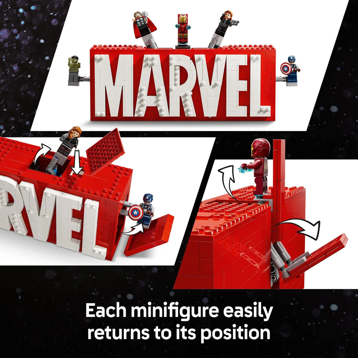 LEGO Marvel Logo con 5 Minifiguras Vengadores 76313 - Set Interactivo 12+