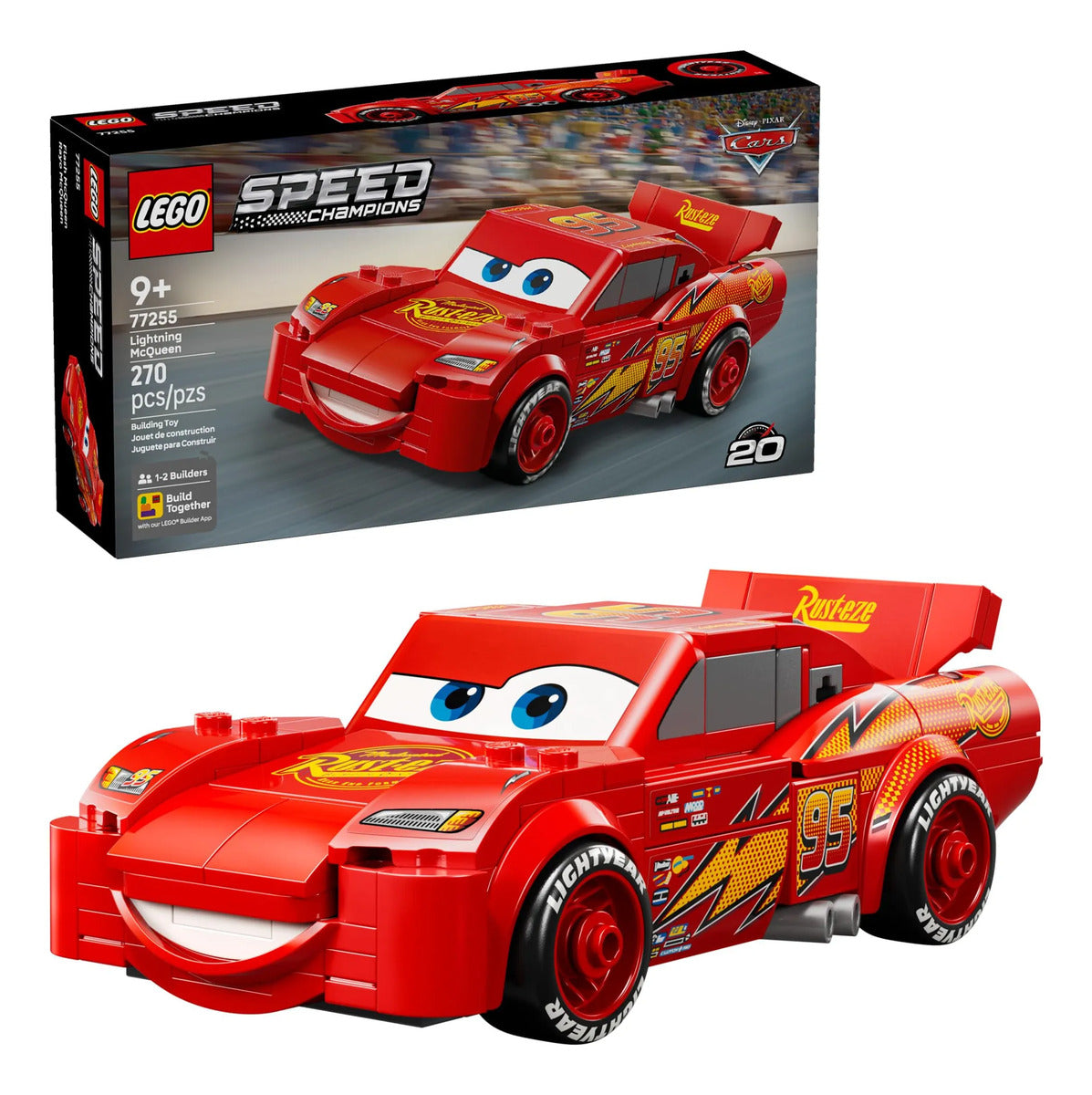LEGO Speed Champions Lightning McQueen 77255 - Cars 20 Aniversario para Niños 9+