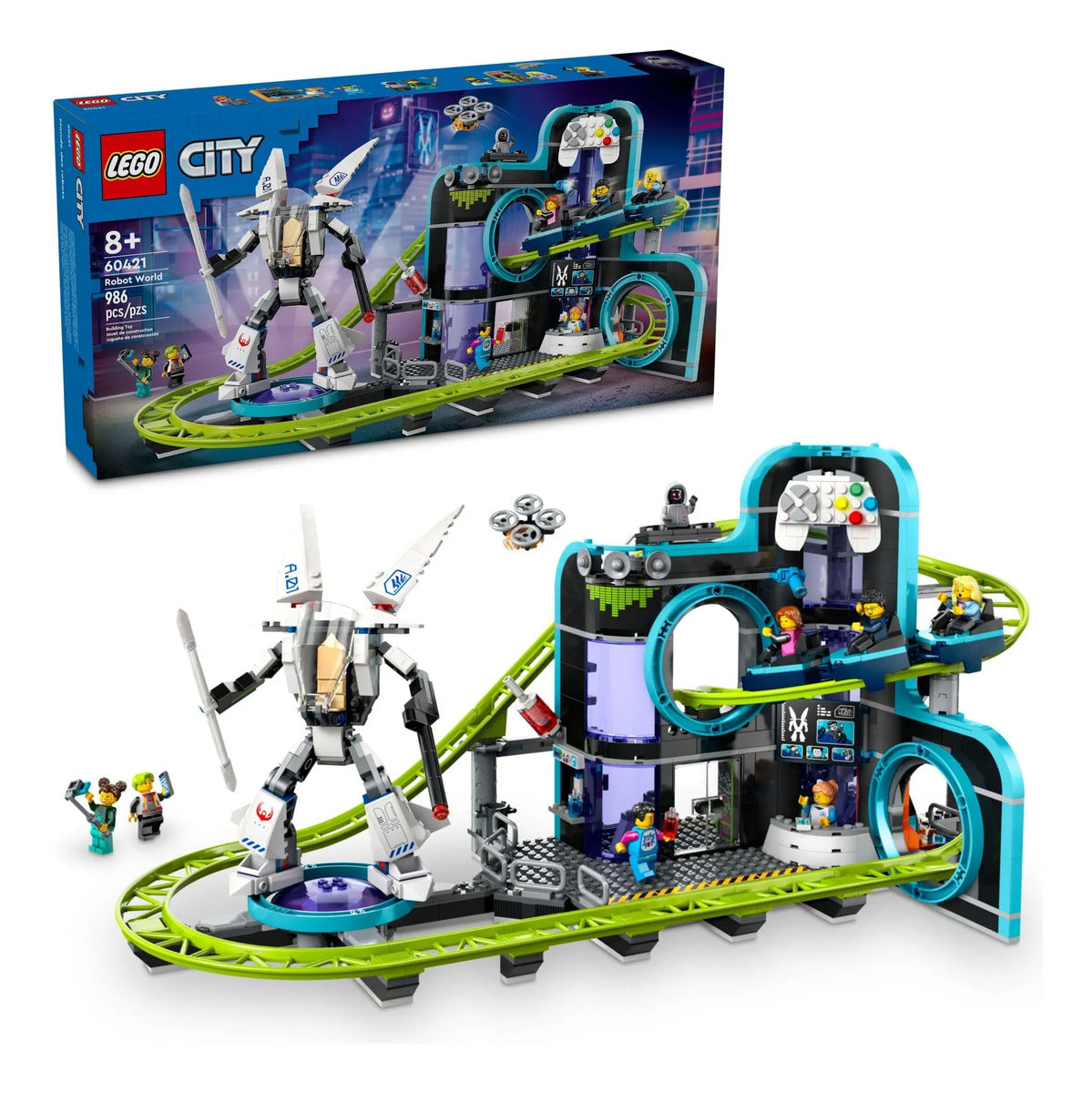LEGO City Montaña Rusa Robot 60 - Juguete de Ingeniería 8+